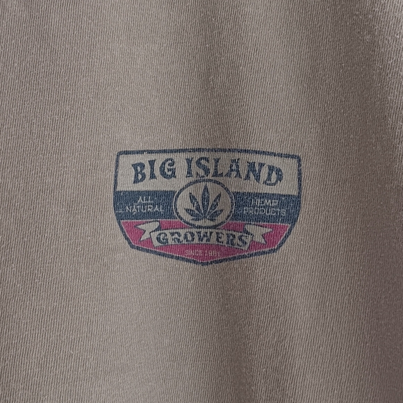 .Vintage Big Island Growers Hemp Dyed Olive Green Single Stitched Shirt! - Picture 3 of 7